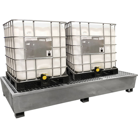 Ultratech Steel Ultra-Twin IBC Spill Pallet®, 370 US gal. Spill Capacity, 103.8" x 26.8" x 51.1"