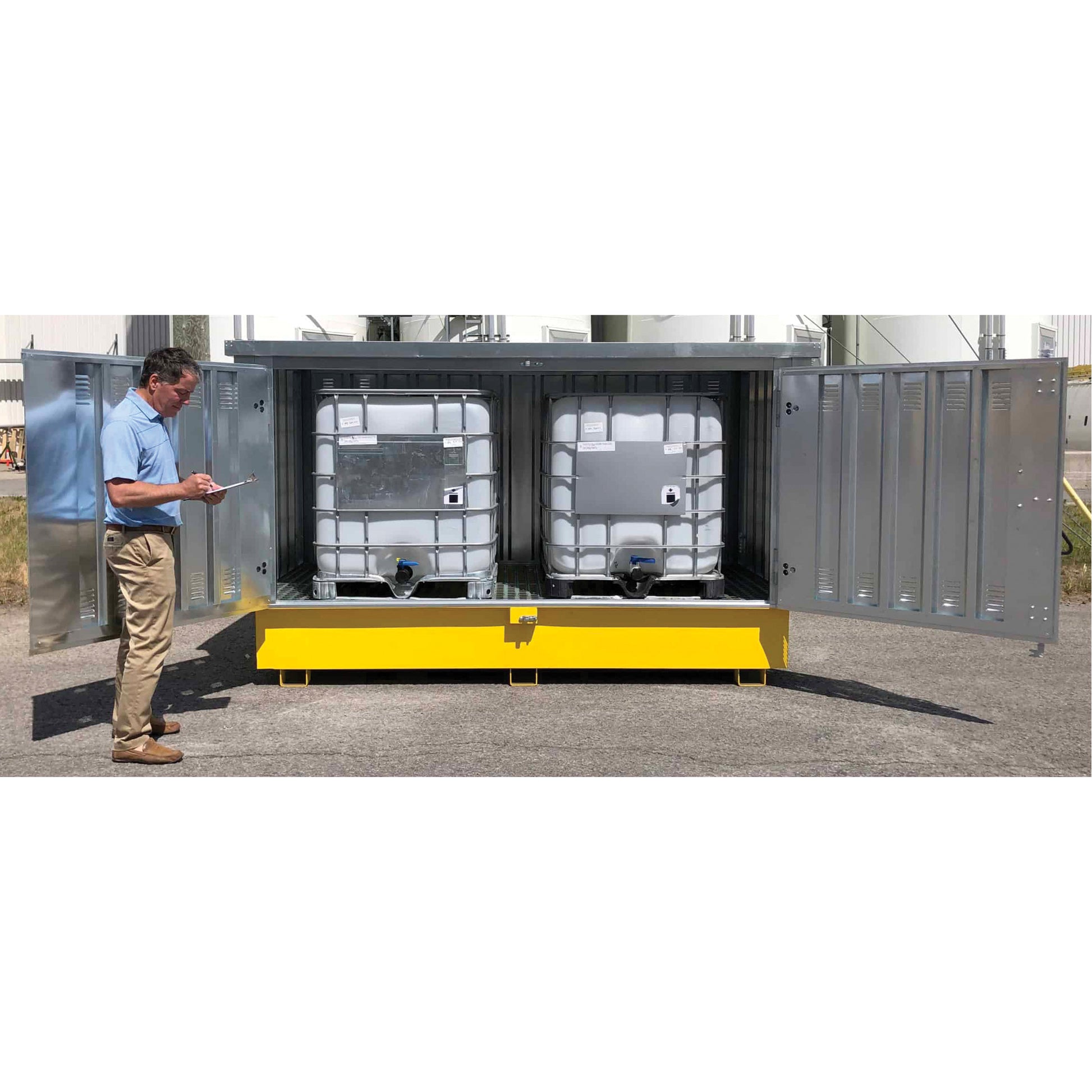 Ultratech Steel Ultra-Twin IBC Hard Top, 123.4" L x 73.4" W x 66.4" H, 12250 lbs. Load Capacity