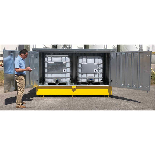 Ultratech Steel Ultra-Twin IBC Hard Top, 123.4" L x 73.4" W x 66.4" H, 12250 lbs. Load Capacity