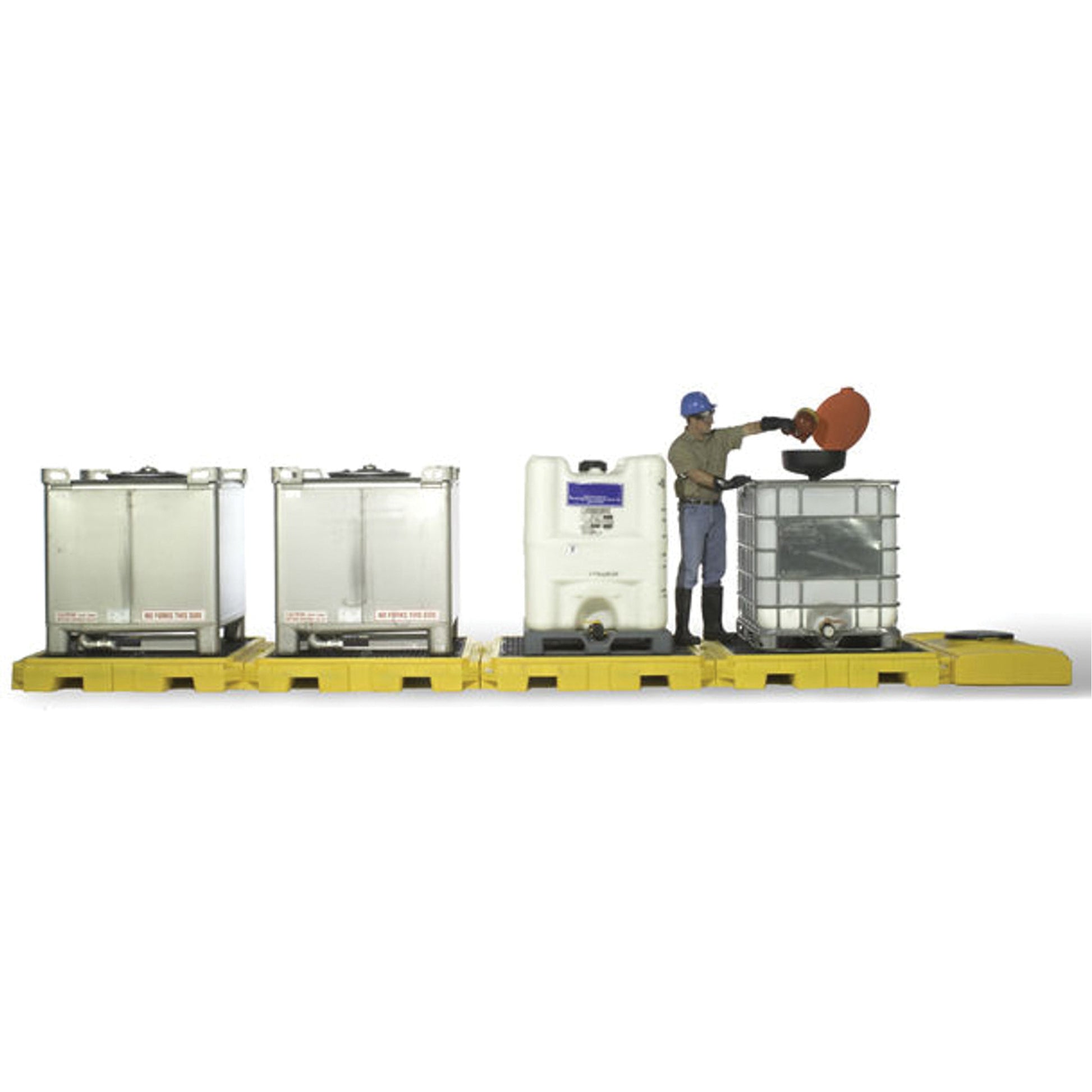Ultratech Indoor 4-Tank Ultra-Modular IBC Spill Pallet, 365 US gal. Spill Capacity, 279" x 11" x 62"