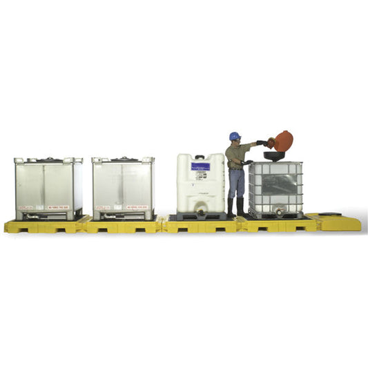 Ultratech Indoor 4-Tank Ultra-Modular IBC Spill Pallet, 365 US gal. Spill Capacity, 279" x 11" x 62"