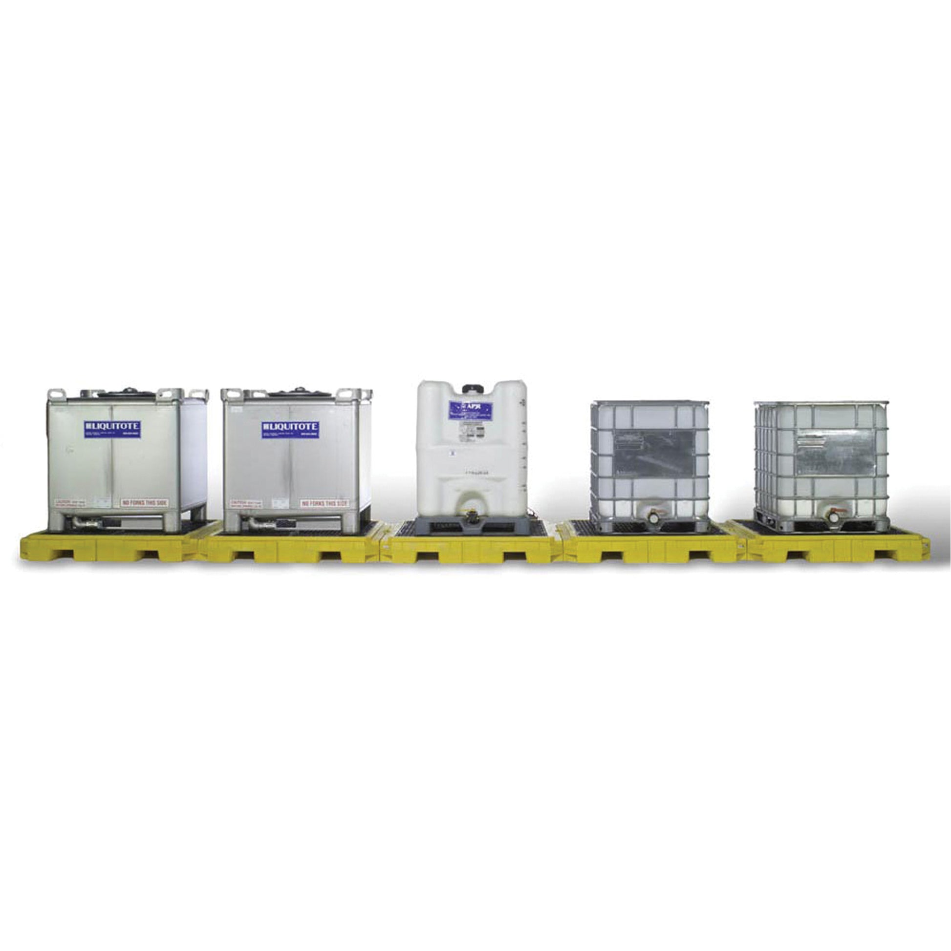 Ultratech Indoor 5-Tank Ultra-Modular IBC Spill Pallet, 375 US gal. Spill Capacity, 310" x 11" x 62"