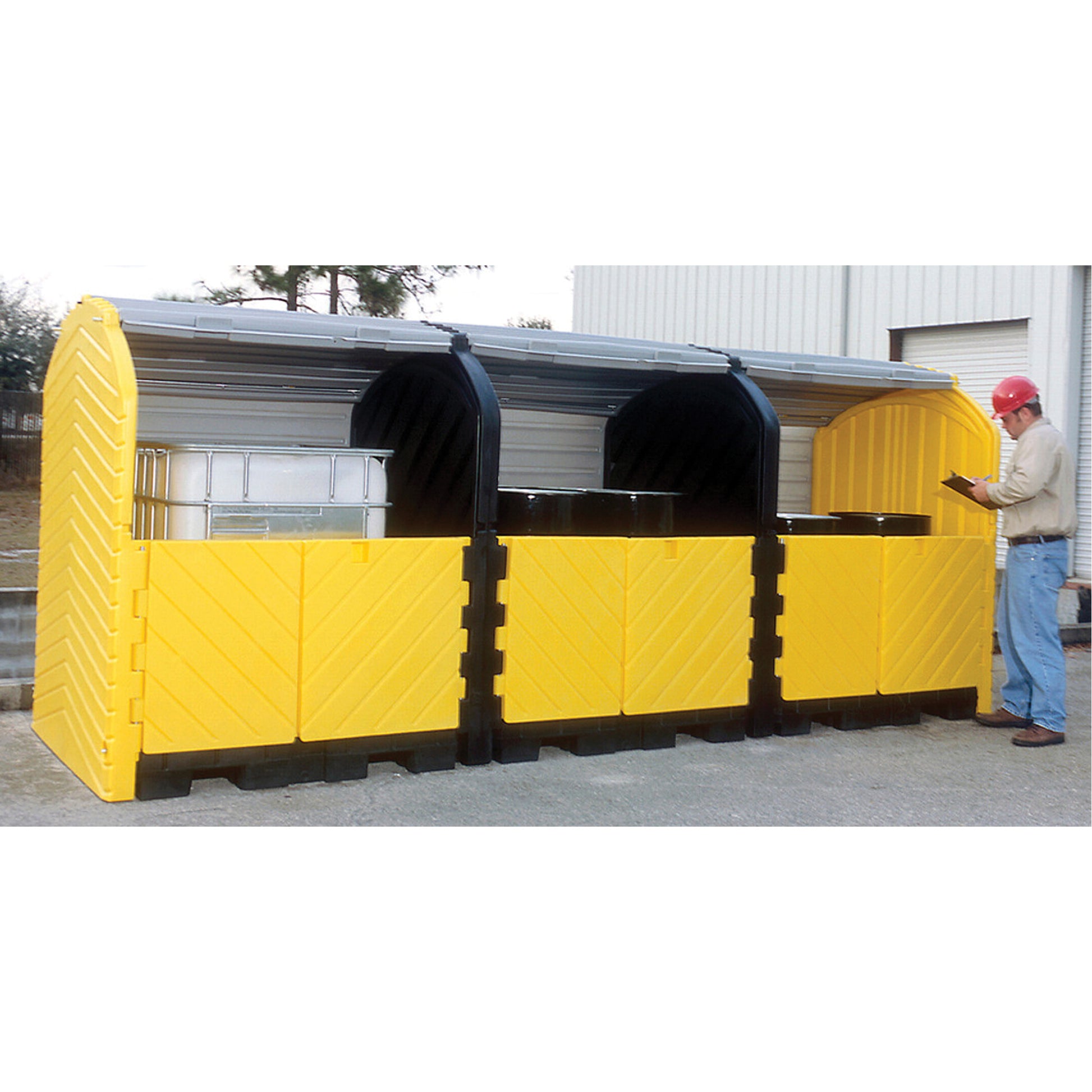 Ultratech Outdoor 3-Tank Ultra-Modular IBC Spill Pallet, 355 US gal. Spill Capacity, 188" x 79" x 93"