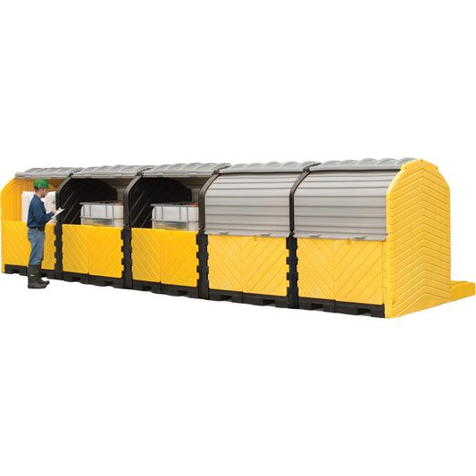 Ultratech Outdoor 5-Tank Ultra-Modular IBC Spill Pallet, 375 US gal. Spill Capacity, 312" x 79" x 62"
