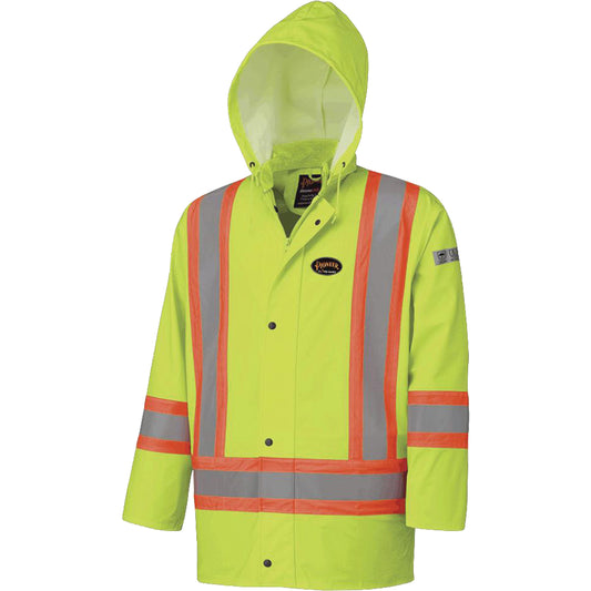 Pioneer 5894 Flame Resistant Waterproof Jacket, X-Small, High Visibility Lime-Yellow