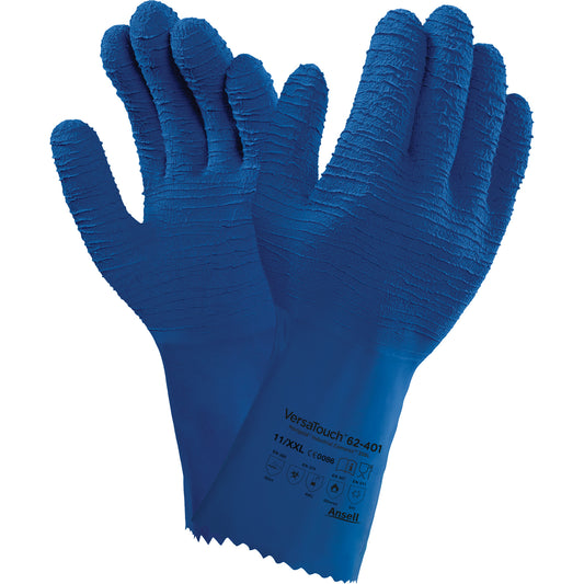 Ansell Alphatec® 62-401 Gloves, Size 8, 12.6" L, Rubber Latex, Cotton Inner Lining