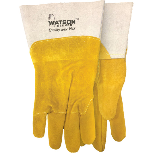 Watson Gloves Ram Tough Welding Gloves, Goat Grain/Split Cowhide, Size Medium