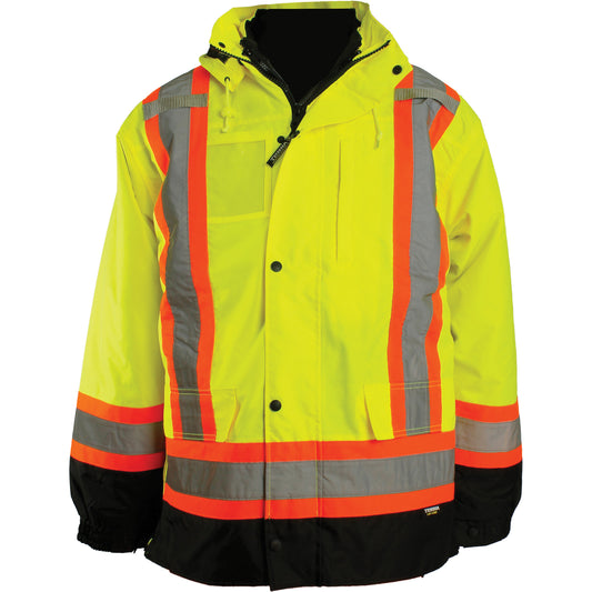 Barry & Boulerice 7-in-1 Jacket, Polyester, High Visibility Orange, X-Large