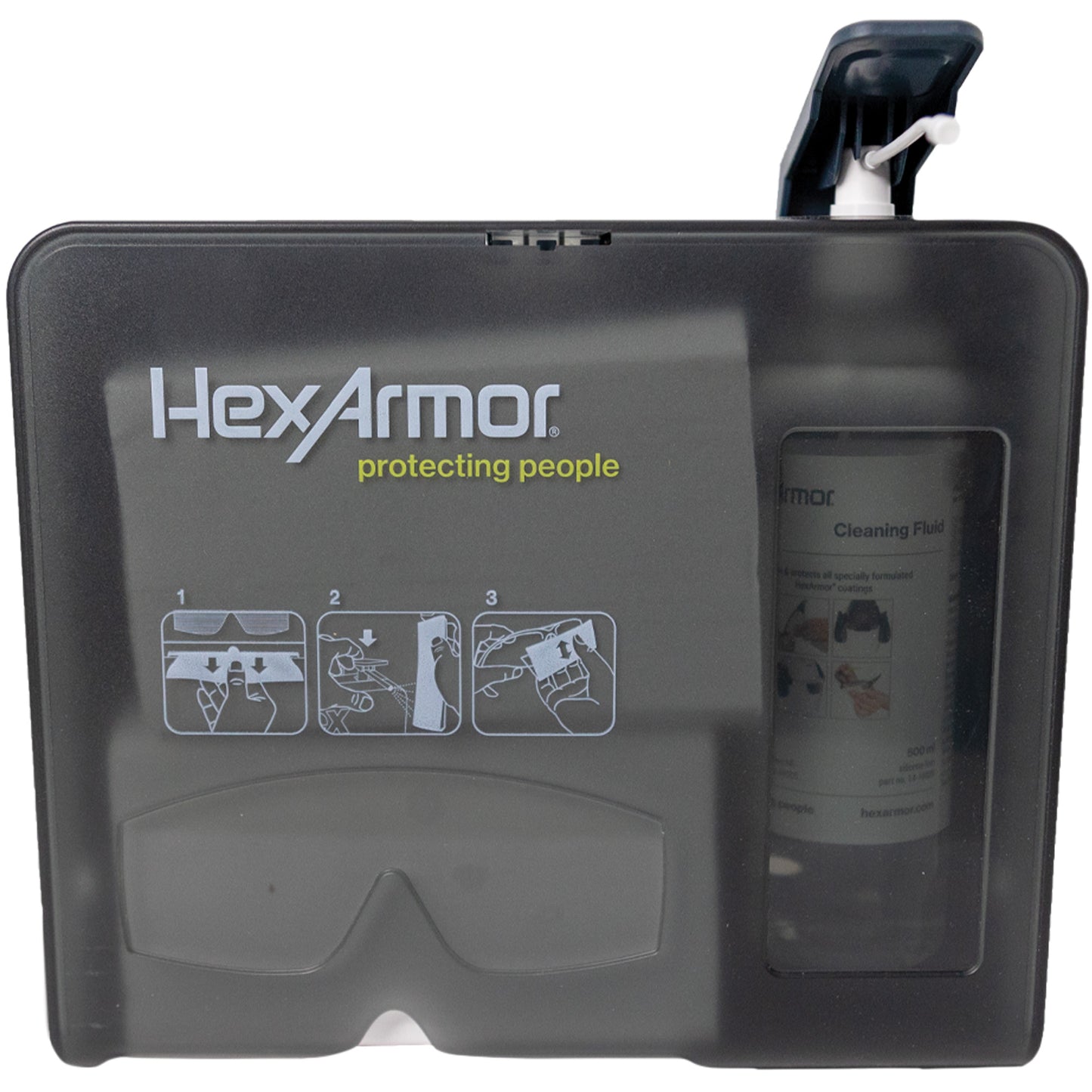 Hexarmor Wall Mounted Eyewear Cleaning Station, Metal, 11.8" L x 10.4" H