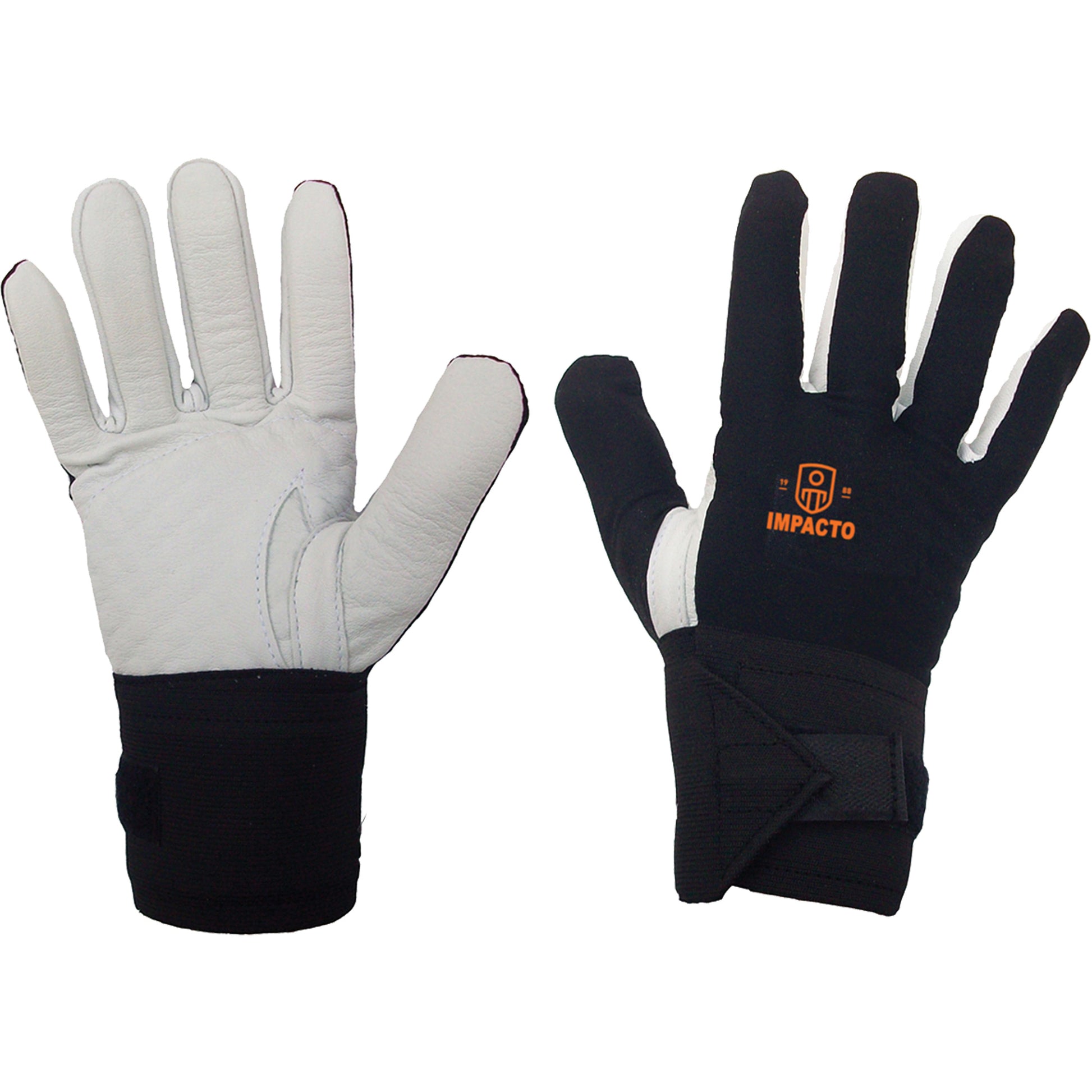 Impacto Right-Hand Anti-Impact Glove, 7/Small, Grain Leather Palm, Elastic Cuff