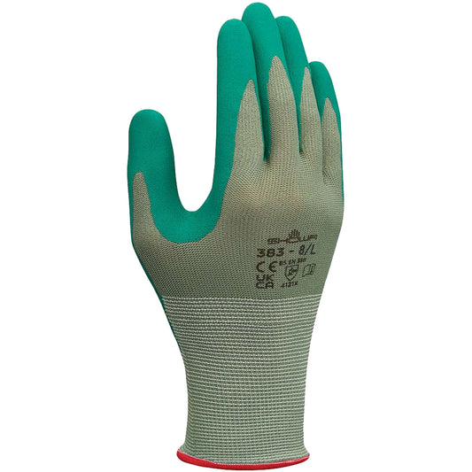 Showa 383 Biodegradable Working Gloves, 10/2X-Large, Nitrile Coating, 13 Gauge, Polyester Shell