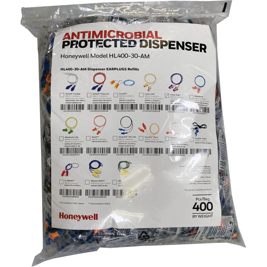 Honeywell LT-30 Earplugs Refill for HL400 Dispenser, Bulk - Polybag, Corded