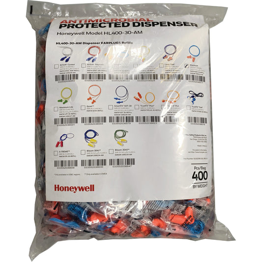 Honeywell Max-30 Earplugs Refill for HL400 Dispenser, Bulk - Polybag, Corded