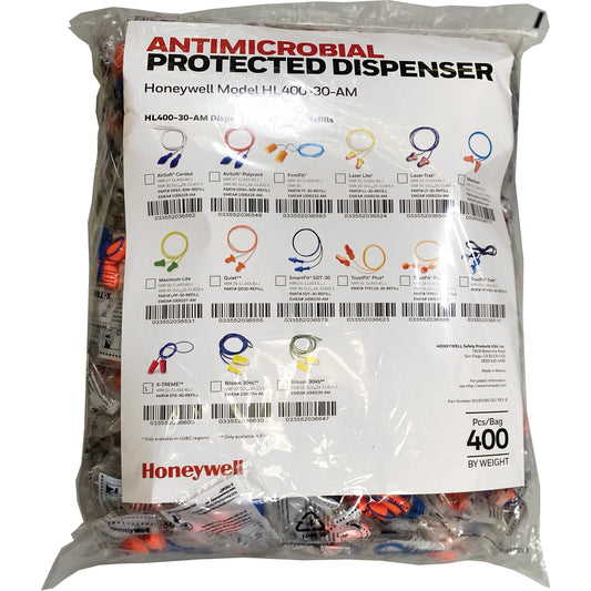 Honeywell XTR-30 Earplugs Refill for HL400 Dispenser, Bulk - Polybag, Corded