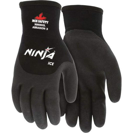 Mcr Safety Ninja® Ice Insulated Winter Gloves, Medium, HPT™ Coating, 15 Gauge, Nylon Shell