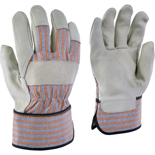 10/4-Job 24-61 Striped Work Gloves, X-Large, Grain Cowhide Palm
