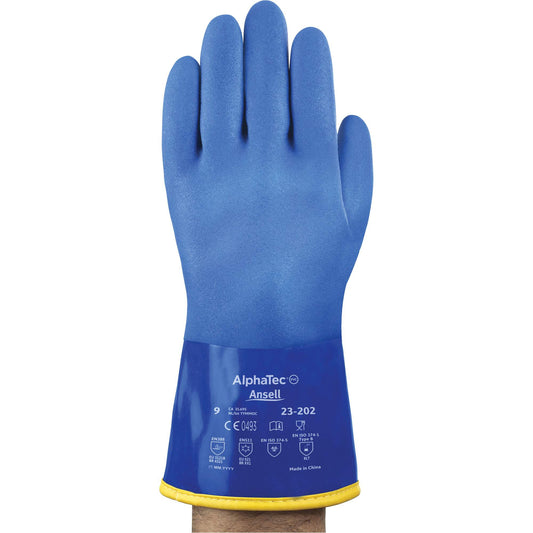 Ansell AlphaTec® 23-202 PVC Gloves, Size 10, 11.8" L, Cotton, Fleece Inner Lining