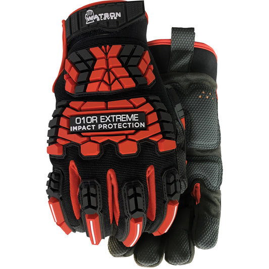 Watson Gloves 010R Extreme Impact Protection Gloves, 2X-Large, Microfibre Palm, Hook & Loop Cuff