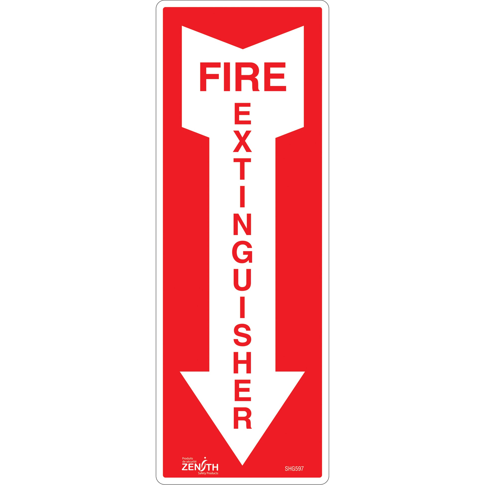Zenith Safety Products "Fire Extinguisher" Sign, 5" x 14", Vinyl, English with Pictogram