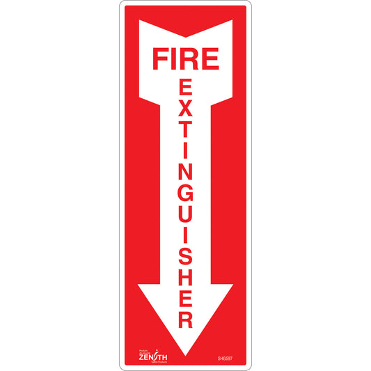 Zenith Safety Products "Fire Extinguisher" Sign, 5" x 14", Vinyl, English with Pictogram