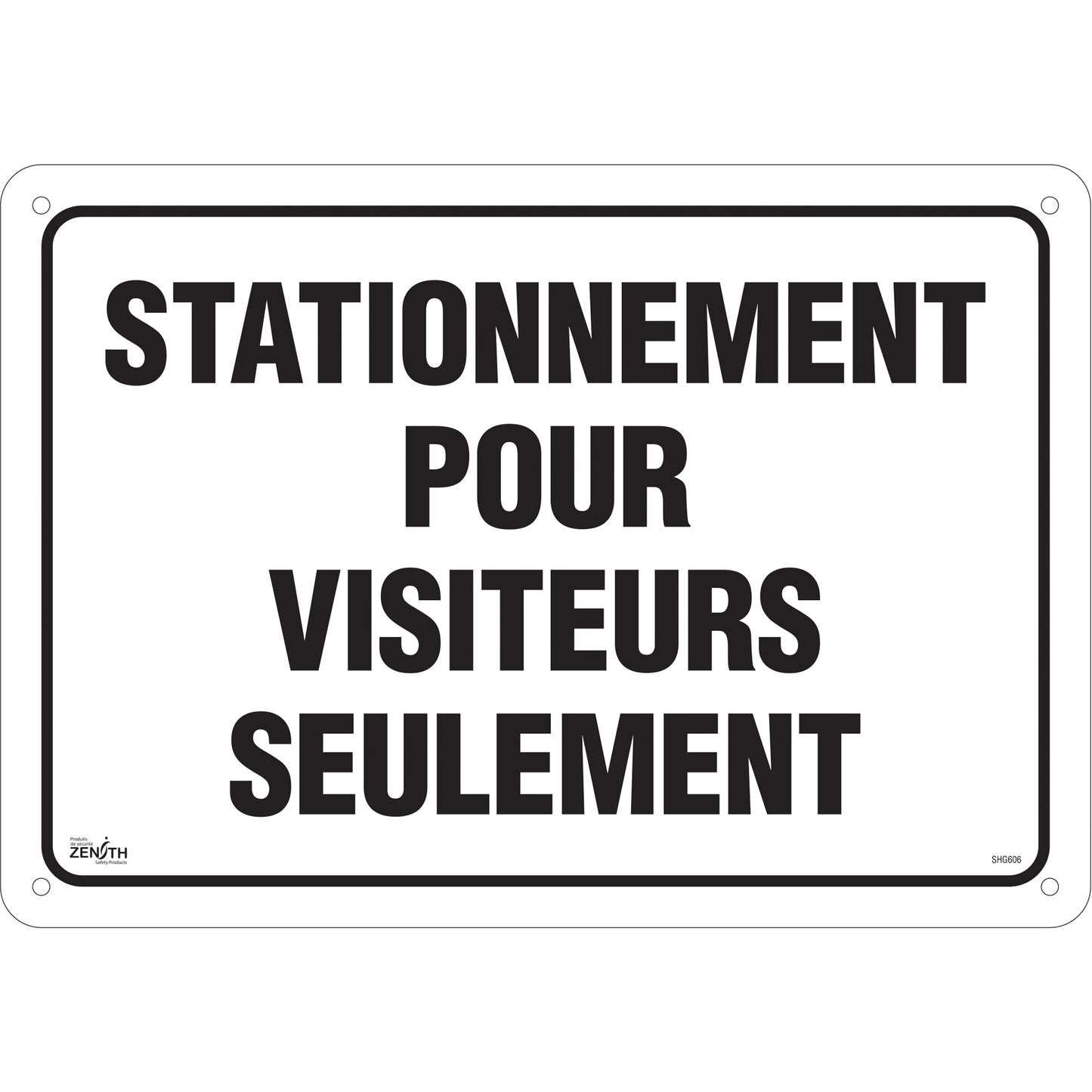 Zenith Safety Products "Stationnement pour visiteurs" Sign, 14" x 20", Aluminum, French