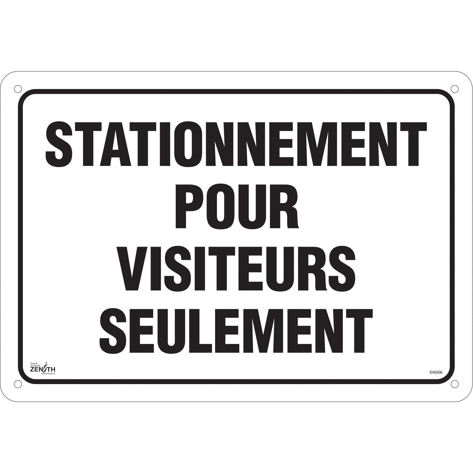 Zenith Safety Products "Stationnement pour visiteurs" Sign, 14" x 20", Aluminum, French