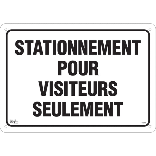 Zenith Safety Products "Stationnement pour visiteurs" Sign, 14" x 20", Aluminum, French