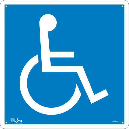 Zenith Safety Products Handicap CSA Standard Safety Sign, 12" x 12", Aluminum, Pictogram