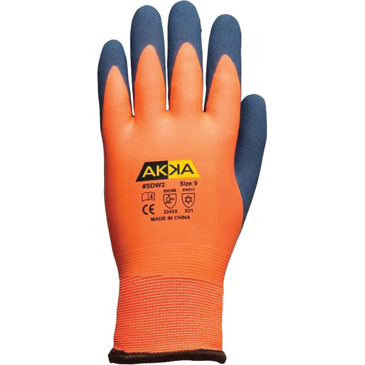 Akka Abrasion-Resistant Work Gloves, 8/Medium, Rubber Latex Coating