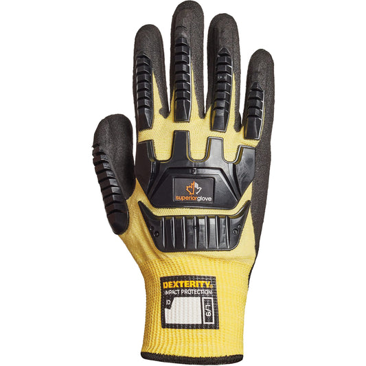 Superior Glove Works Ltd. Dexterity® Impact-Resistant Gloves, Size Large/9, 13 Gauge, Nitrile Coated, Kevlar® Shell, ASTM ANSI Level A4