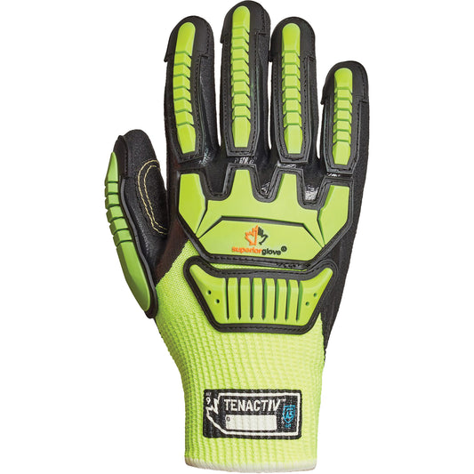 Superior Glove Works Ltd. High-Visibility Cut-Resistant Gloves, Size X-Large/10, 10 Gauge, Nitrile Coated, TenActiv™ Shell, ASTM ANSI Level A5