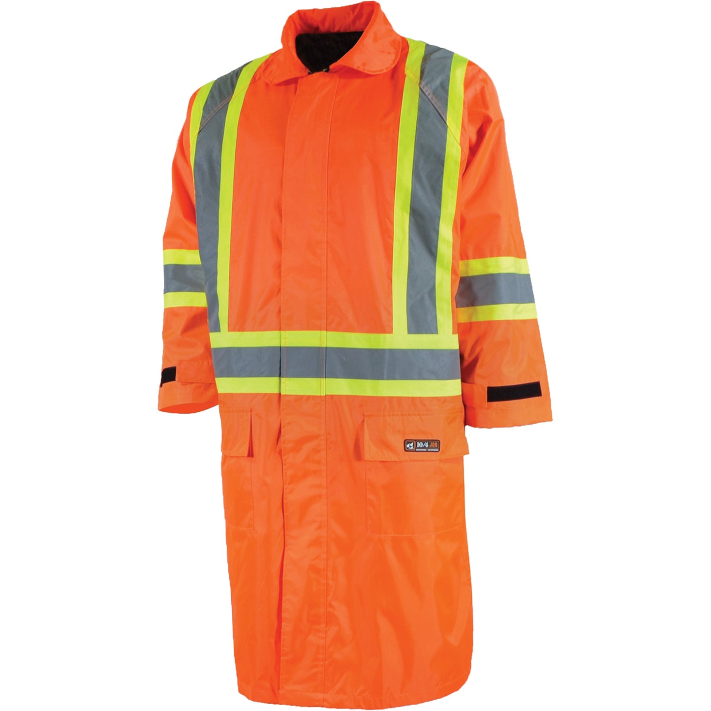 10/4-Job Long Rain Jacket with Detachable Hood, Nylon/PVC, 4X-Large, High Visibility Orange