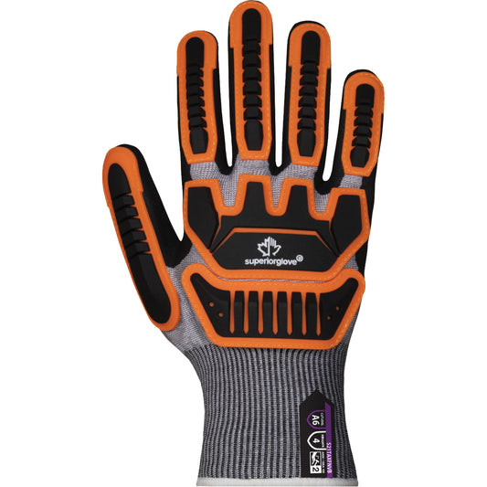 Superior Glove Works Ltd. S21TAXFNVB Impact & Cut Resistant Gloves, Size 7, Foam Nitrile Coated, TenActiv™ Shell, ASTM ANSI Level A6