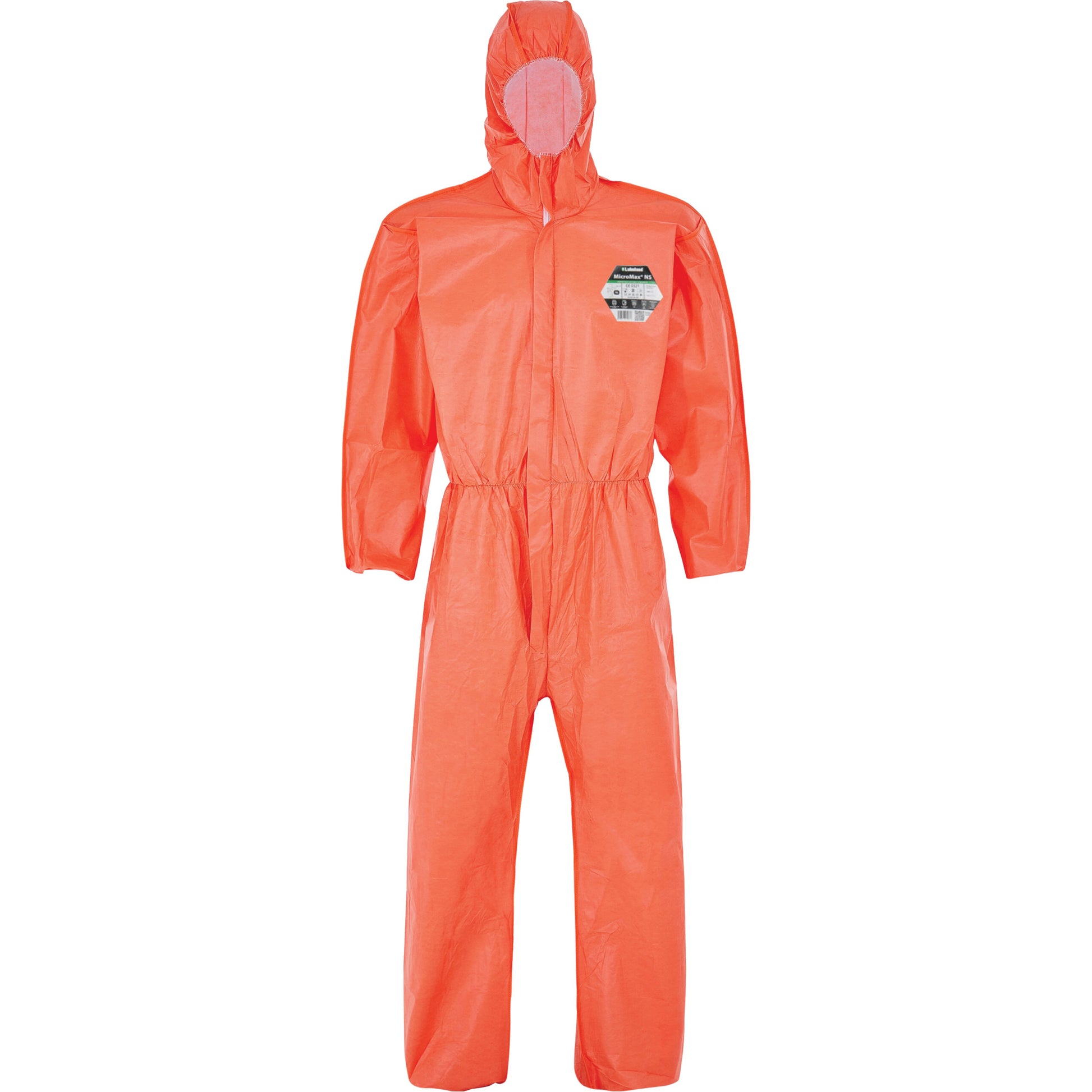 Lakeland MicroMax® NS Coverall with Elastic Hood, Cuffs, Waist & Ankles, 3X-Large, Orange, Microporous