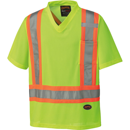 Pioneer 6989 Traffic Micro Mesh T-Shirt, Large, High Visibility Lime-Yellow