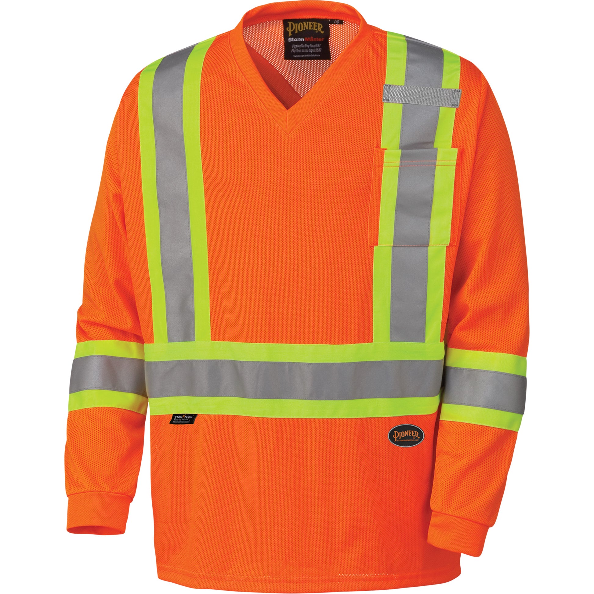 Pioneer 6984 Traffic Micro Mesh Long-Sleeved Safety Shirt, 5X-Large, High Visibility Orange