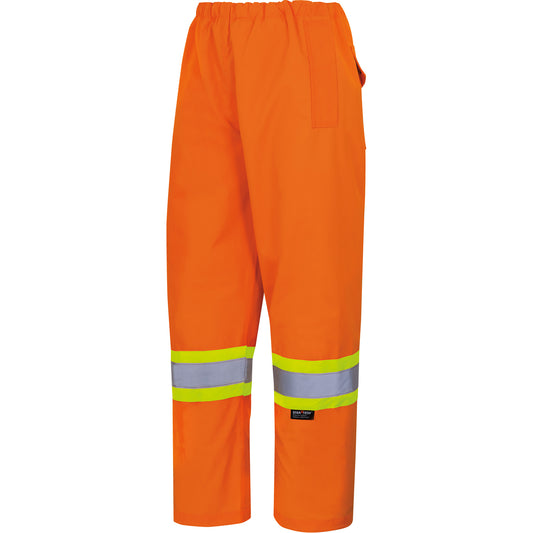 Pioneer 5576 450D Waterproof Safety Pants, Polyester/Polyurethane, Large, High Visibility Orange