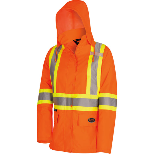 Pioneer 5626W The Rock Women's 300D  Quilted Safety Parka, Polyester/Polyurethane, High Visibility Orange, Small