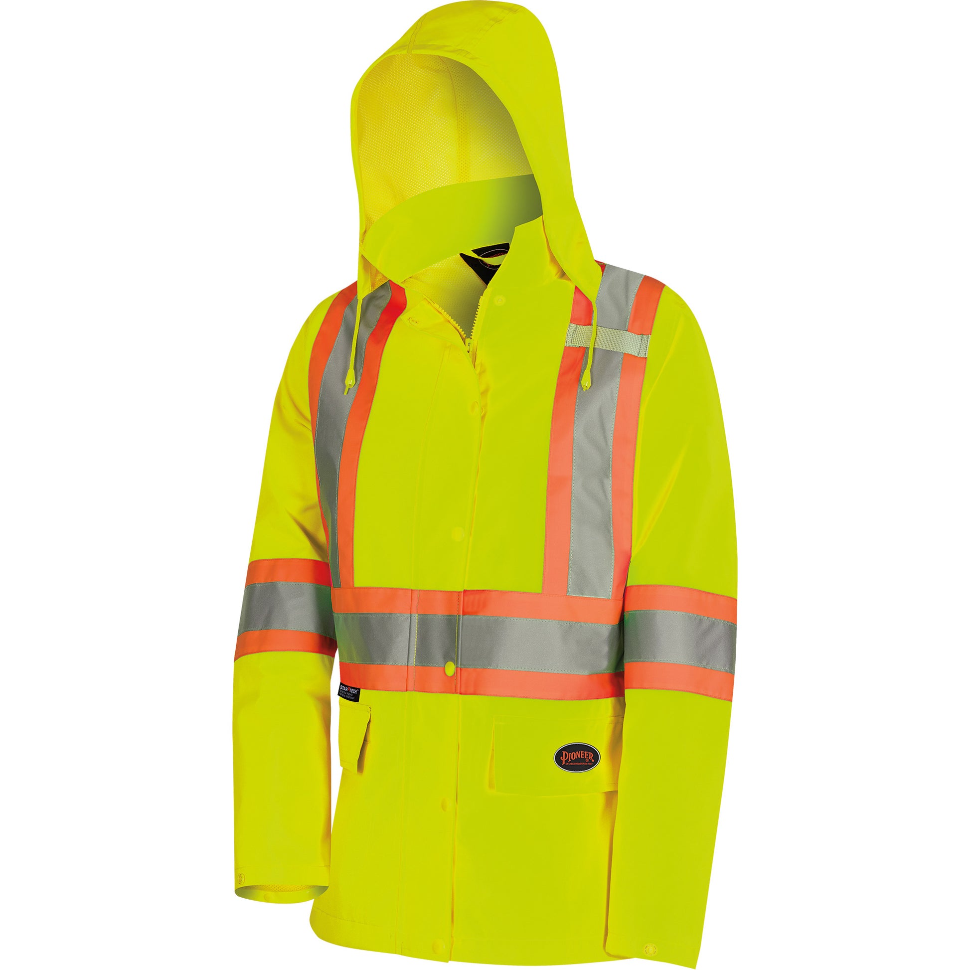 Pioneer 5628W The Rock Women's 300D  Quilted Safety Parka, Polyester/Polyurethane, High Visibility Lime-Yellow, X-Small
