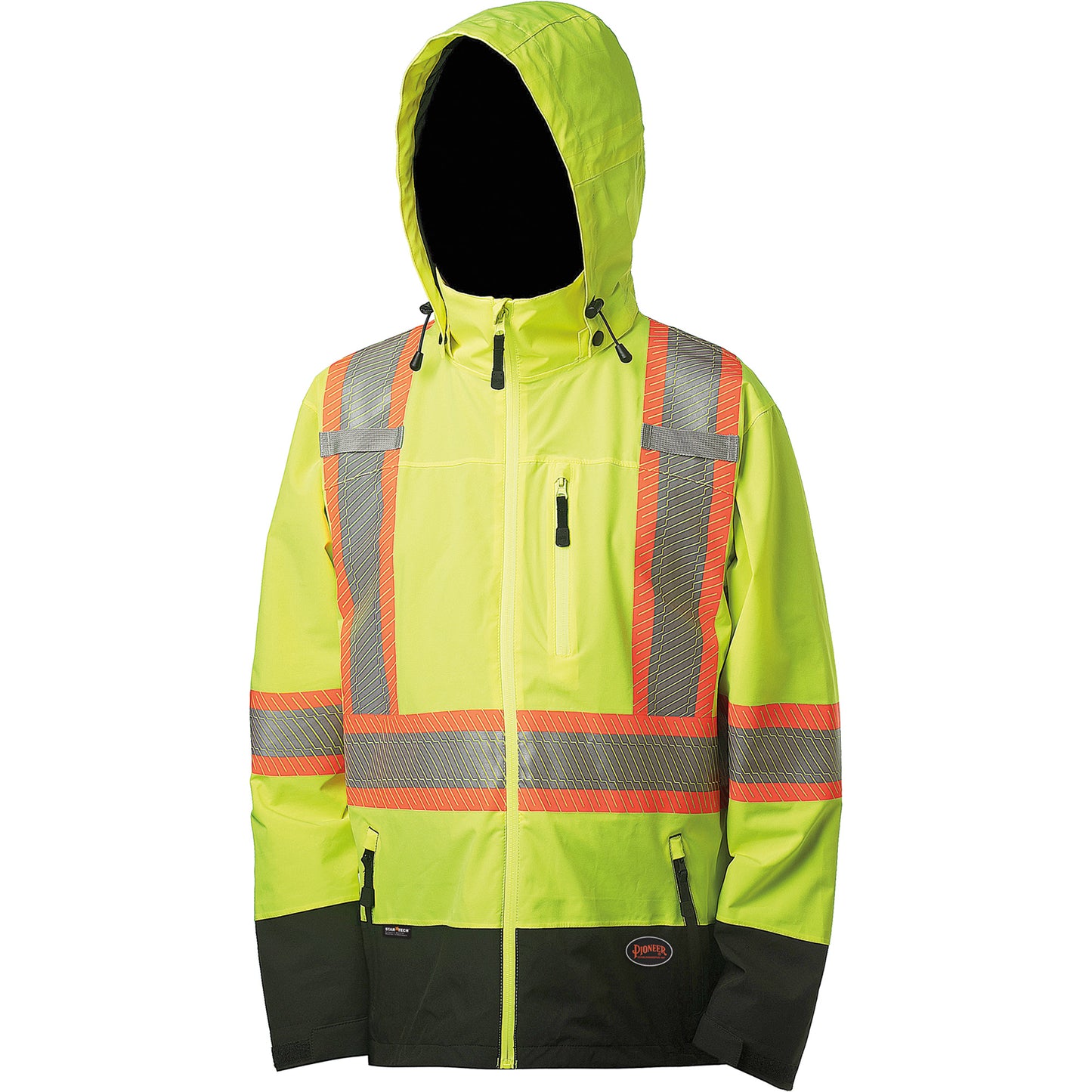 Pioneer 5221 Softshell Waterproof Premium  Safety Jacket, Polyester, High Visibility Lime-Yellow, 4X-Large