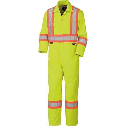 Pioneer 5512T High-Visibility Coveralls, 52 (Tall), High Visibility Lime-Yellow