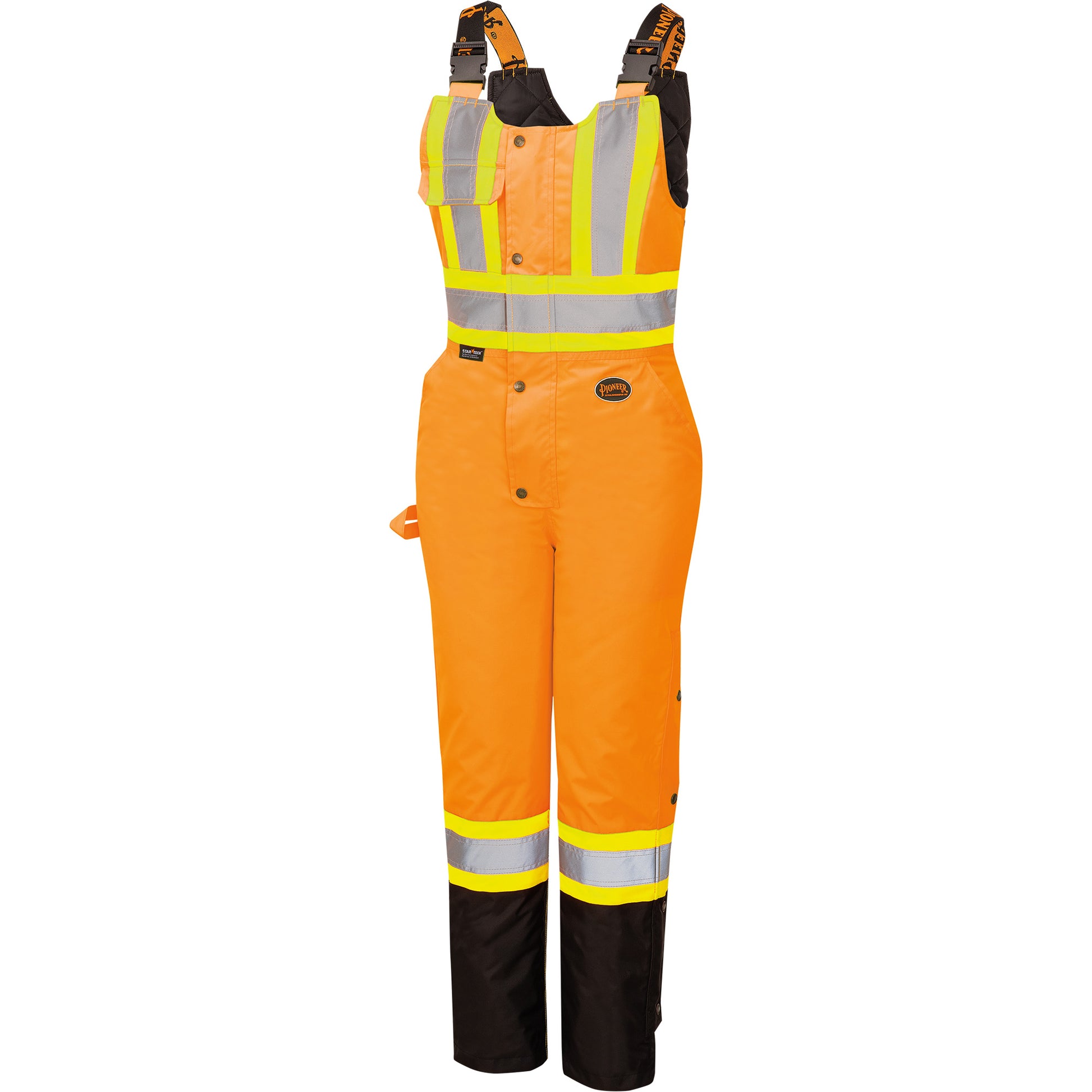Pioneer 5040BBW Women's High-Visibility Waterproof Safety Overalls, Polyester, X-Large, Black/High Visibility Orange
