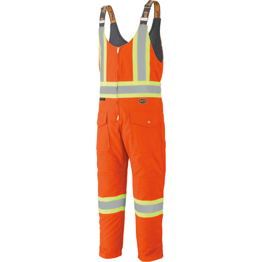 Pioneer 5538 Quilted Duck Overalls, Cotton, Medium, High Visibility Orange
