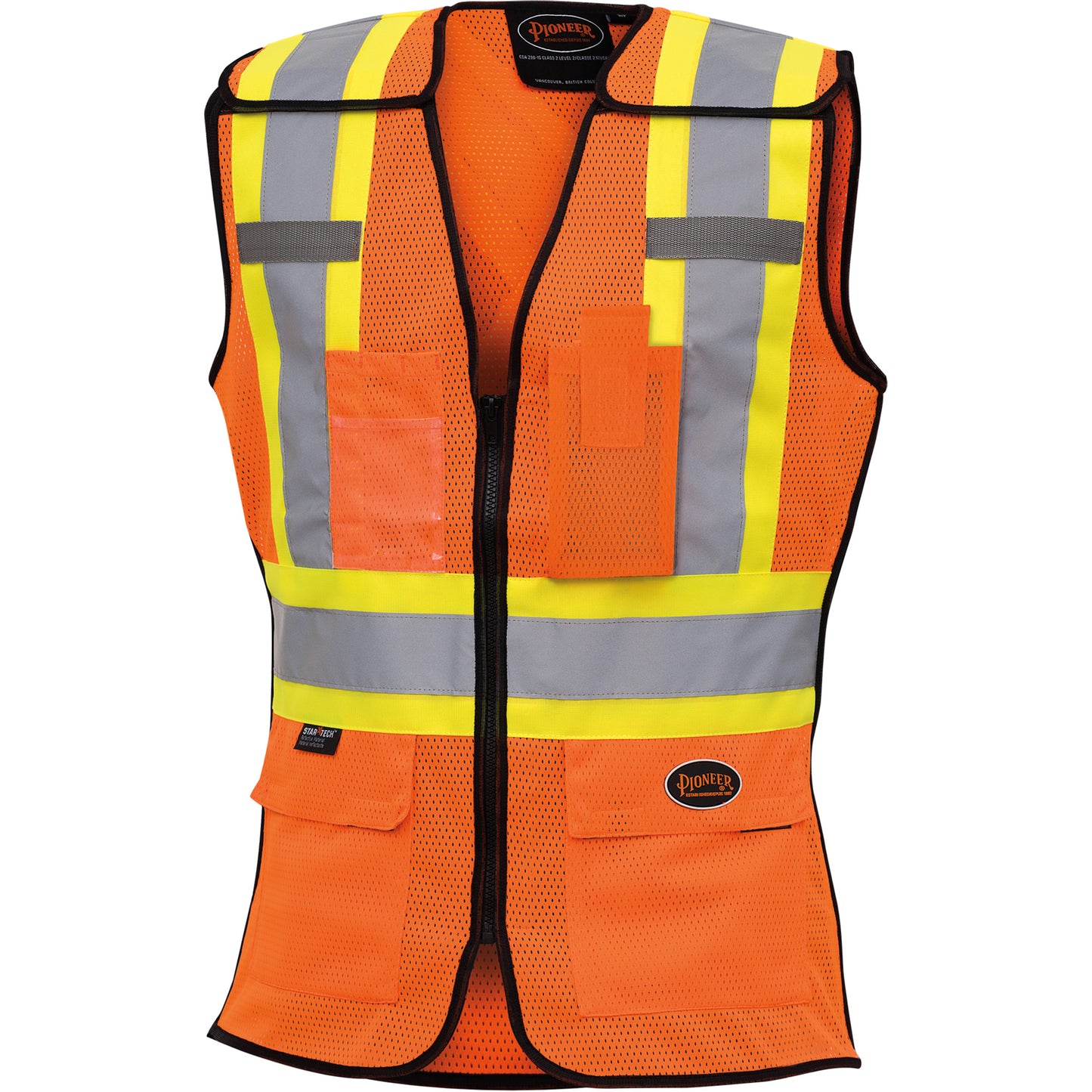 Pioneer 486 Women's High-Visibility Safety Tear-Away Vest, High Visibility Orange, Large, Polyester