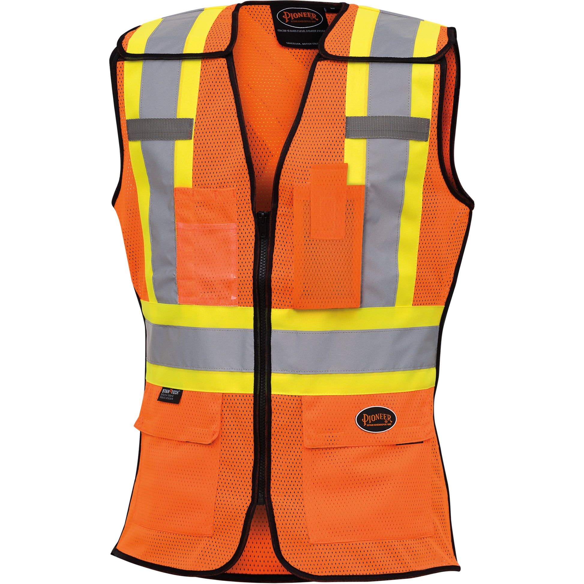 Pioneer 486 Women's High-Visibility Safety Tear-Away Vest, High Visibility Orange, Large, Polyester
