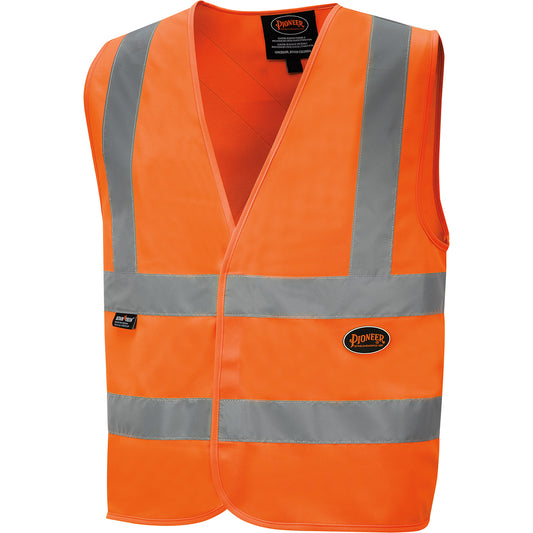 Pioneer 6885 High-Visibility Tricot Safety Vest, High Visibility Orange, Small, Polyester
