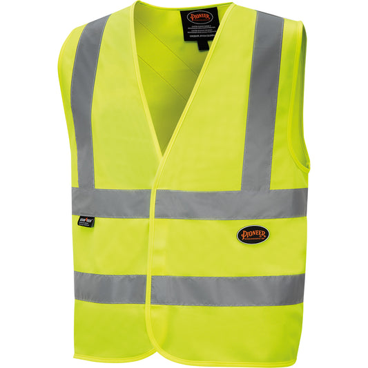 Pioneer 6886 High-Visibility Tricot Safety Vest, High Visibility Lime-Yellow, Large, Polyester