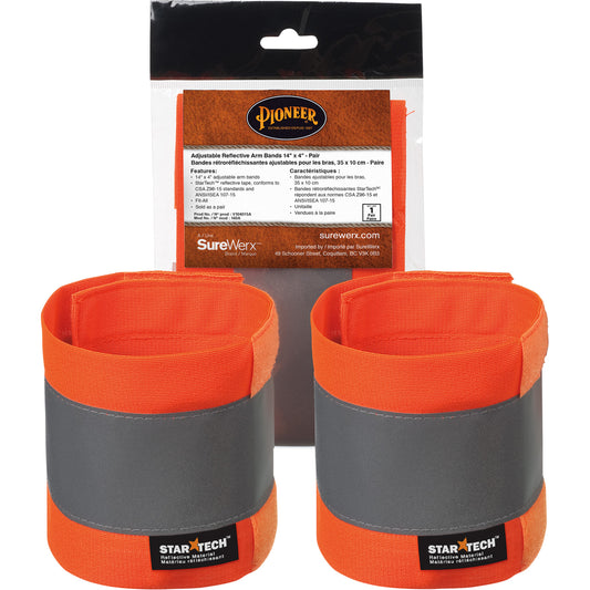 Pioneer 140A High-Visibility Orange Adjustable 14" X 4" Reflective Armband