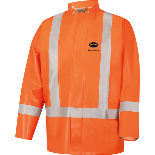 Pioneer 5990J Super Heavy-Duty FR/Arc Resistant Safety Rain Jacket, Small, High Visibility Orange, 11 cal/cm²