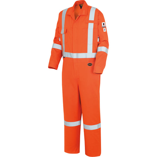 Pioneer 7708A "The Rock" FR-Tech® High Visibility FR/Arc Rated Coveralls, Size 52, High Visibility Orange, 10 cal/cm²